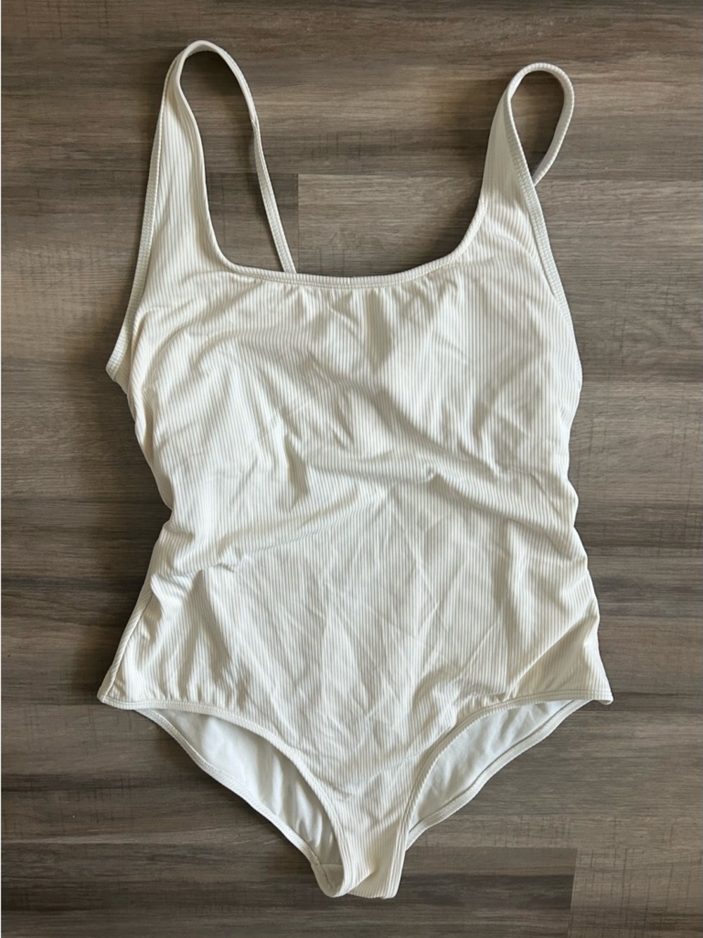 Ribbed White One-Piece Swimsuit